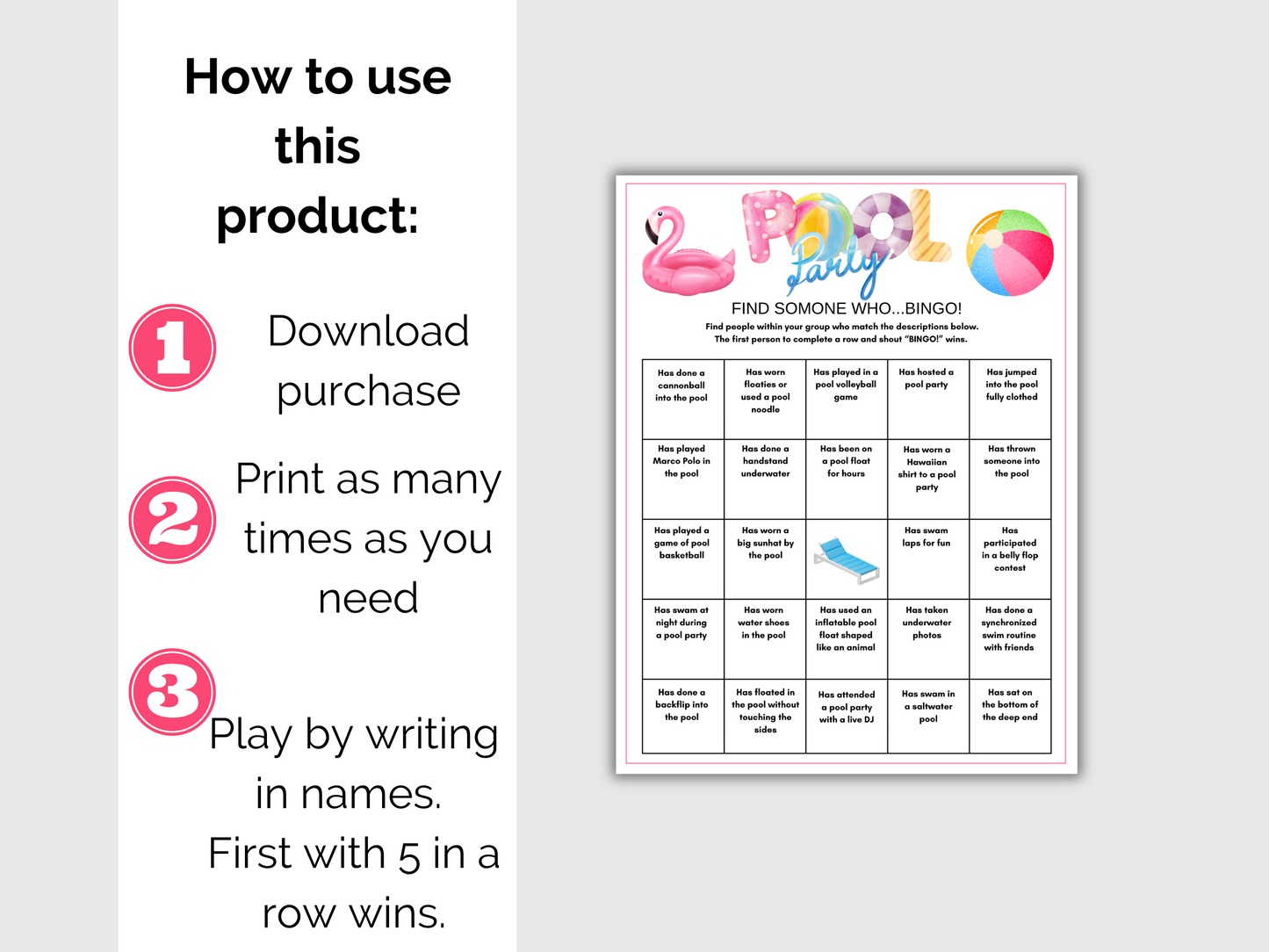 Pool Party Find Someone Who