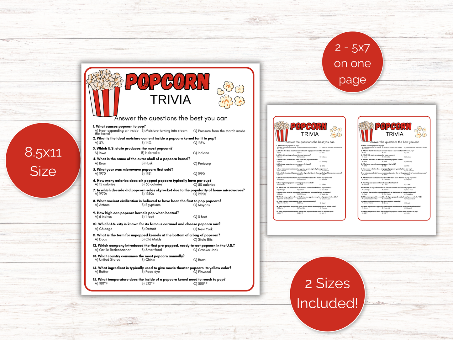 Popcorn Trivia Game