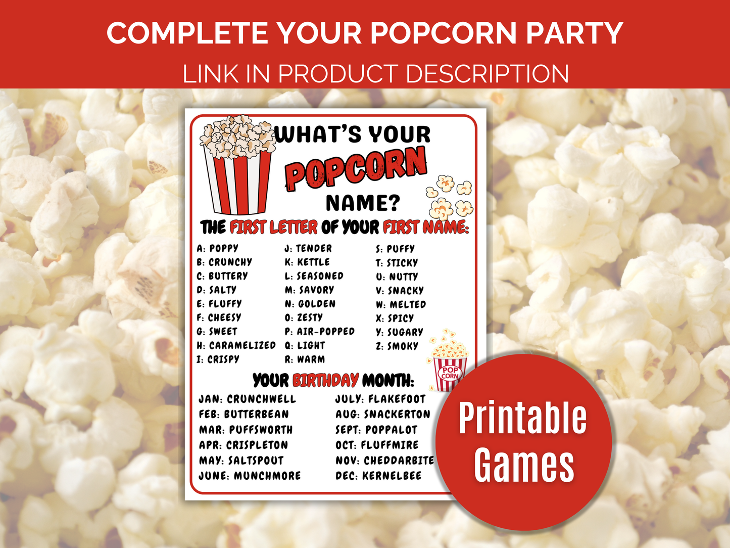 Popcorn Trivia Game