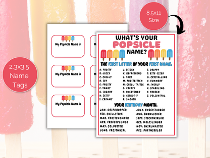 What's Your Popsicle Name Game + Name Tags