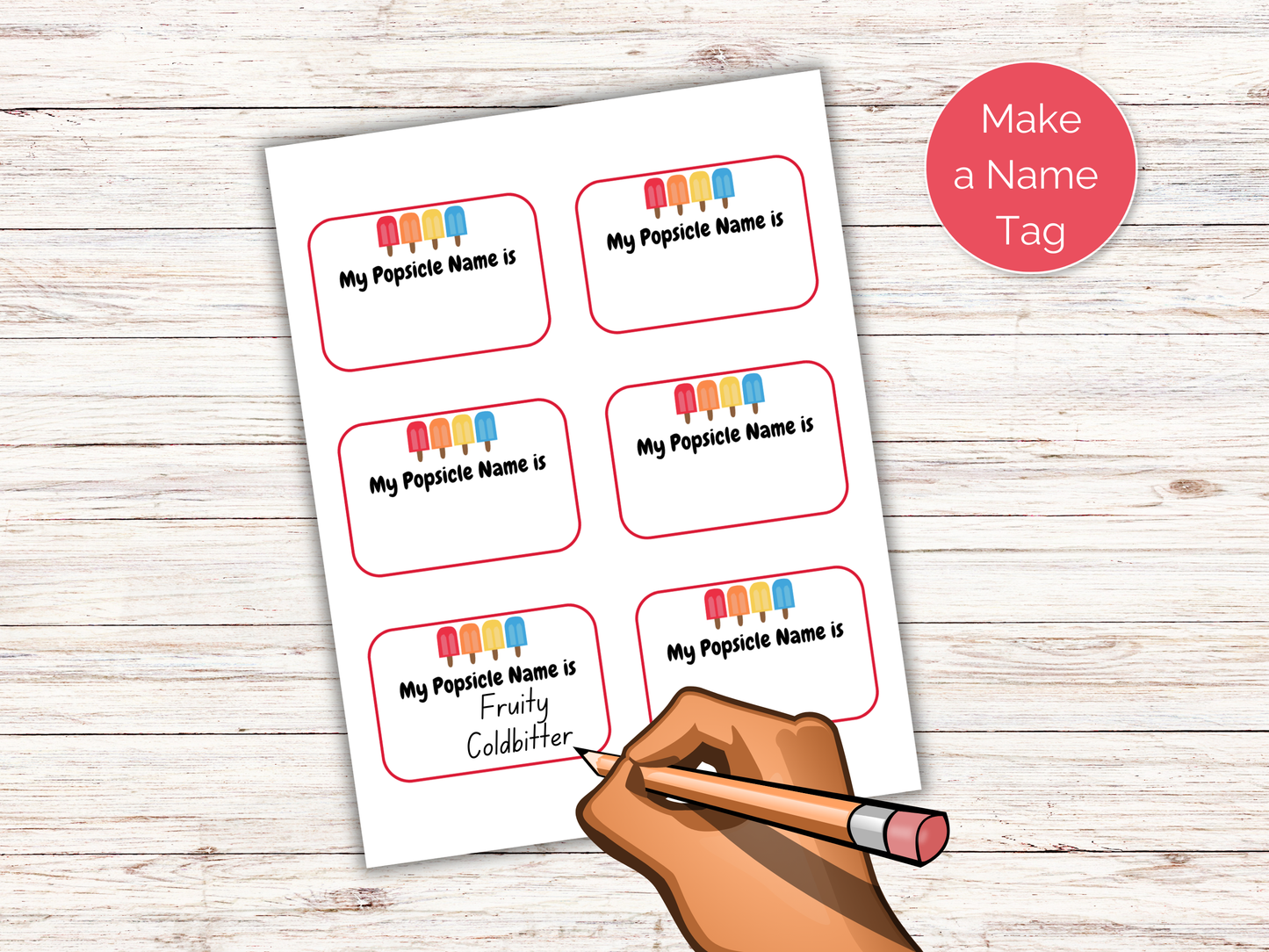 What's Your Popsicle Name Game + Name Tags