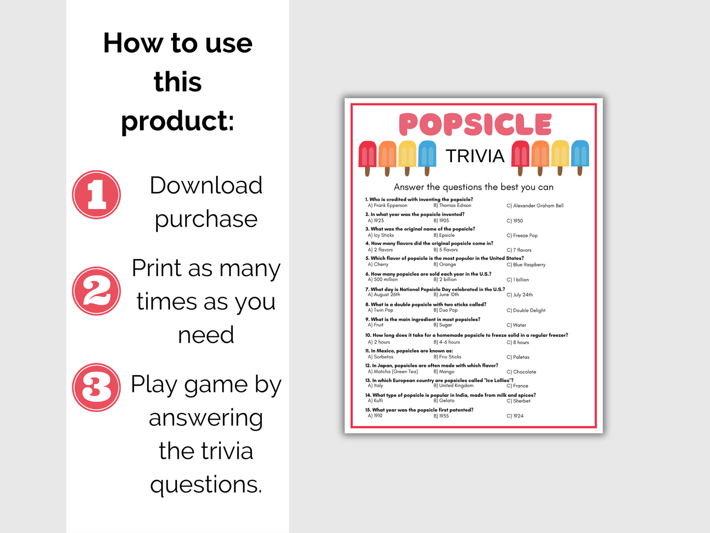 Popsicle Trivia Game