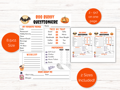 Halloween Boo Buddy Questionnaire