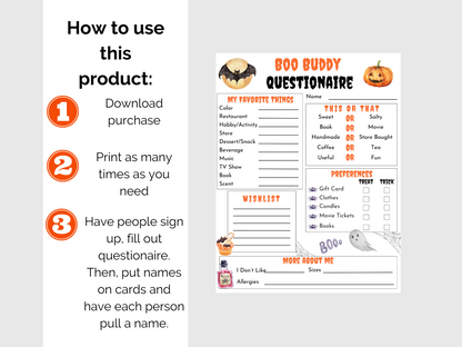 Halloween Boo Buddy Questionnaire