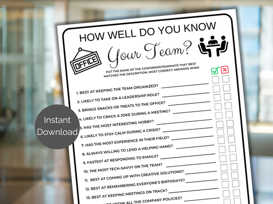 Team Building Games, How Well Do You Know Your Team