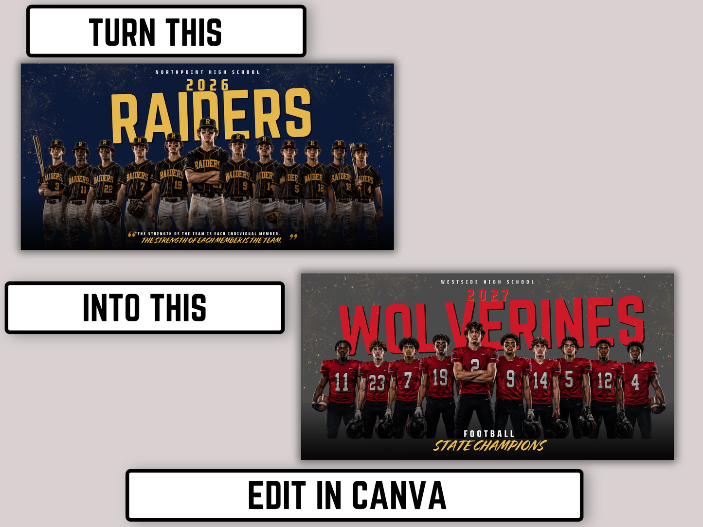 Editable Sports Team Banner Template Bundle