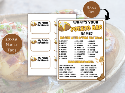 What's Your Potato Name Game + Name Tags