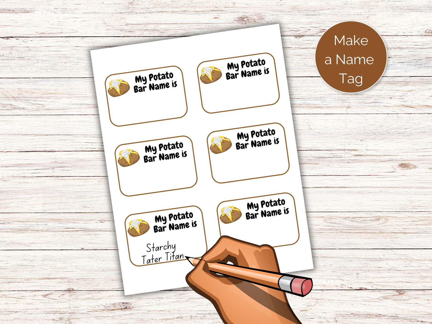 What's Your Potato Name Game + Name Tags