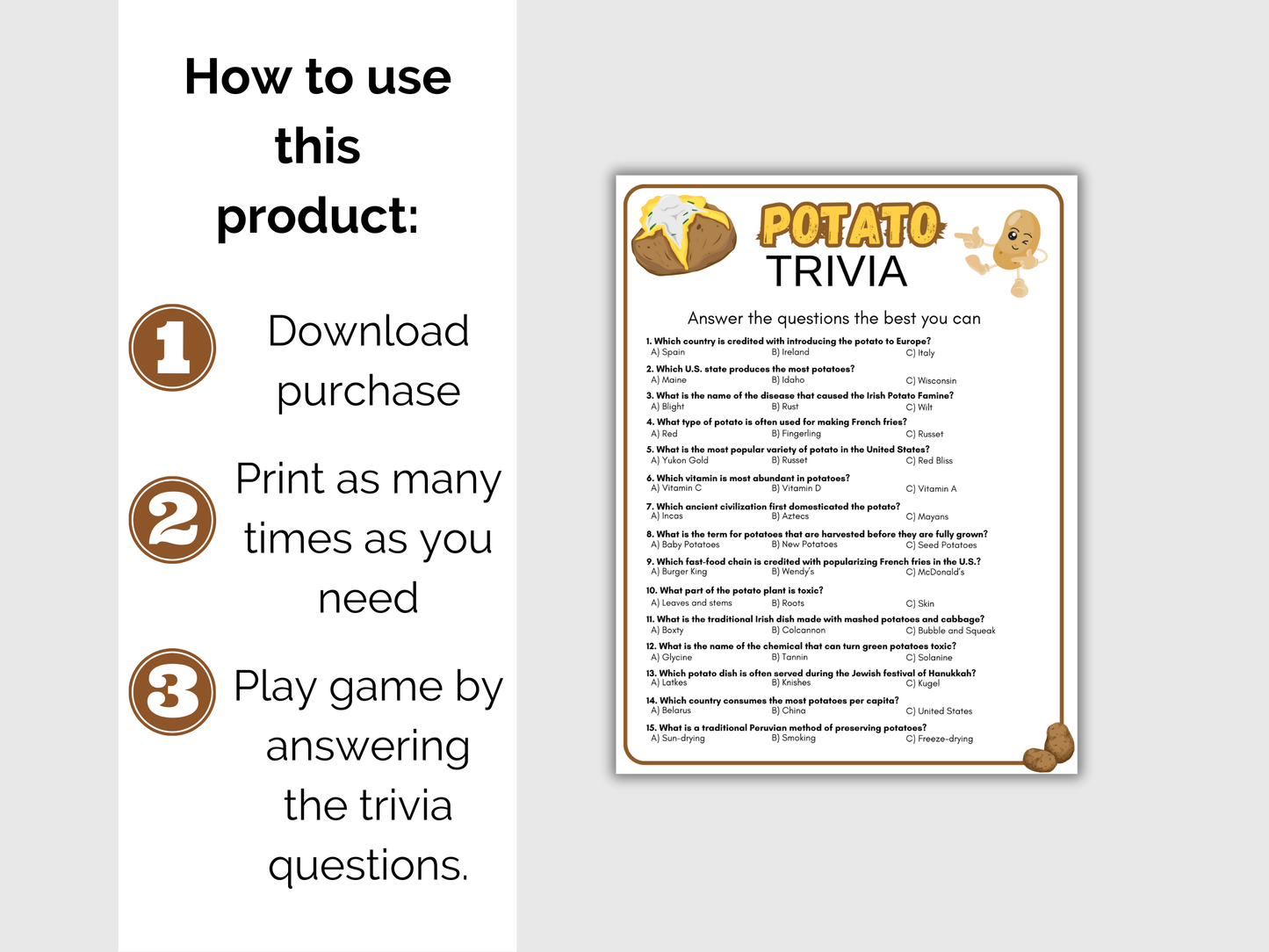 Potato Trivia Game
