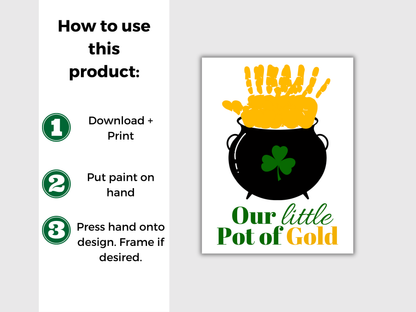St Patricks' Day Pot of Gold Handprint Art