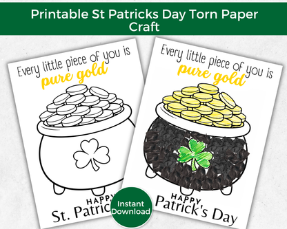 Pot of Gold St Patricks Day Torn Paper Craft
