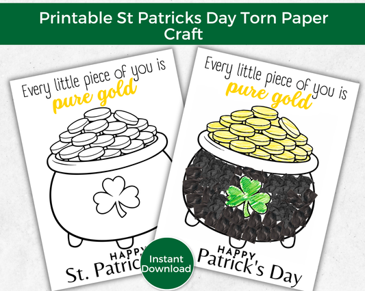 Pot of Gold St Patricks Day Torn Paper Craft