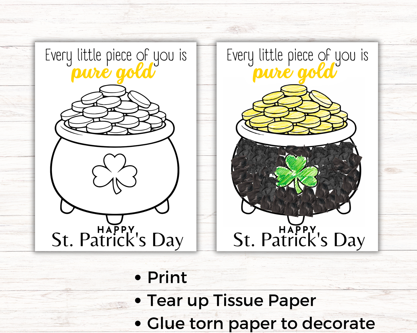 Pot of Gold St Patricks Day Torn Paper Craft