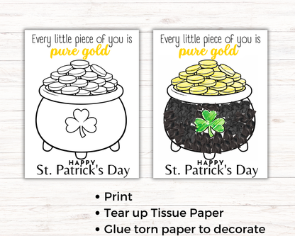 Pot of Gold St Patricks Day Torn Paper Craft