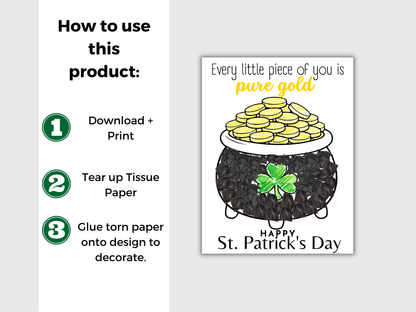 Pot of Gold St Patricks Day Torn Paper Craft