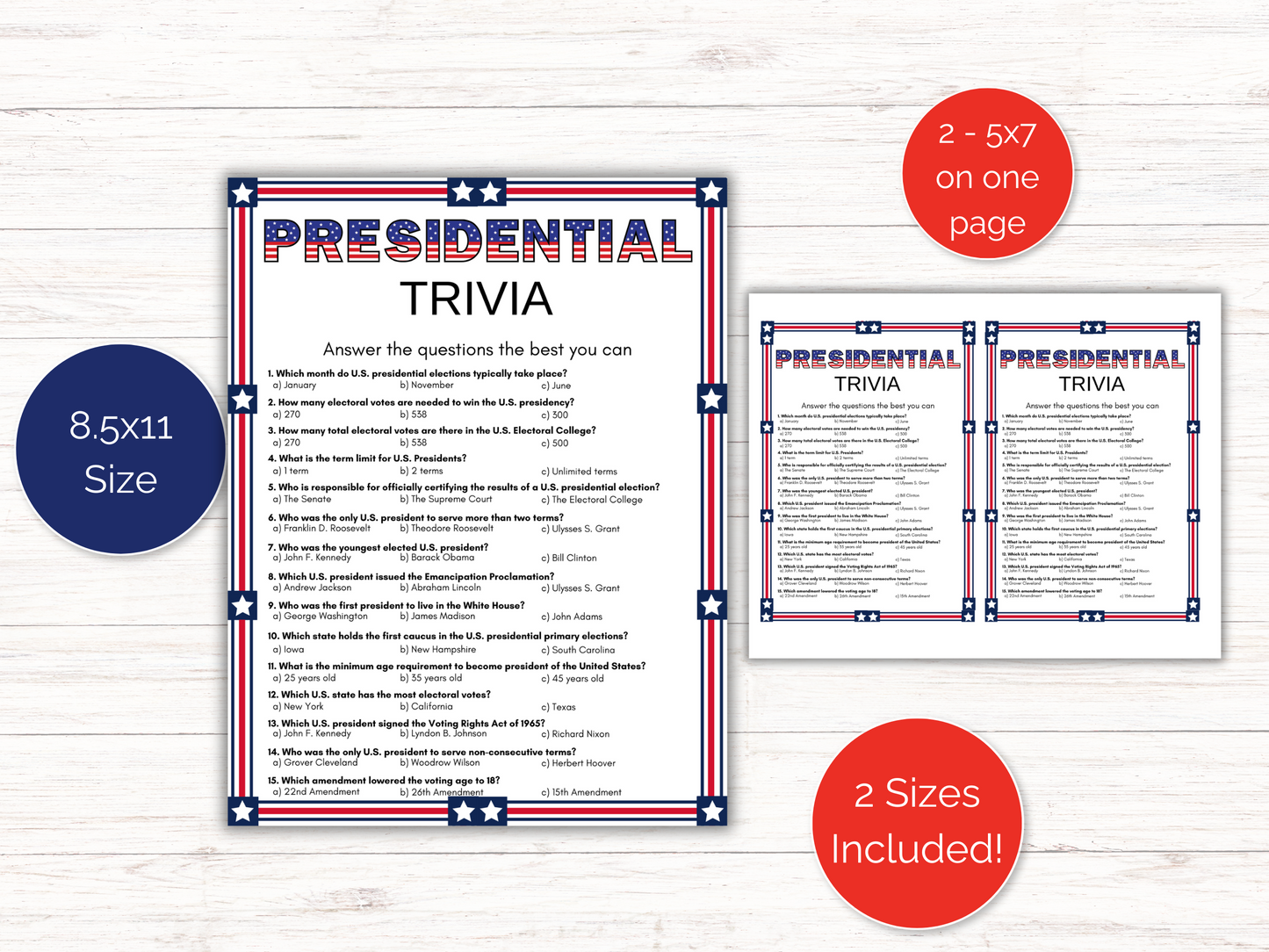 Presidential Trivia Game