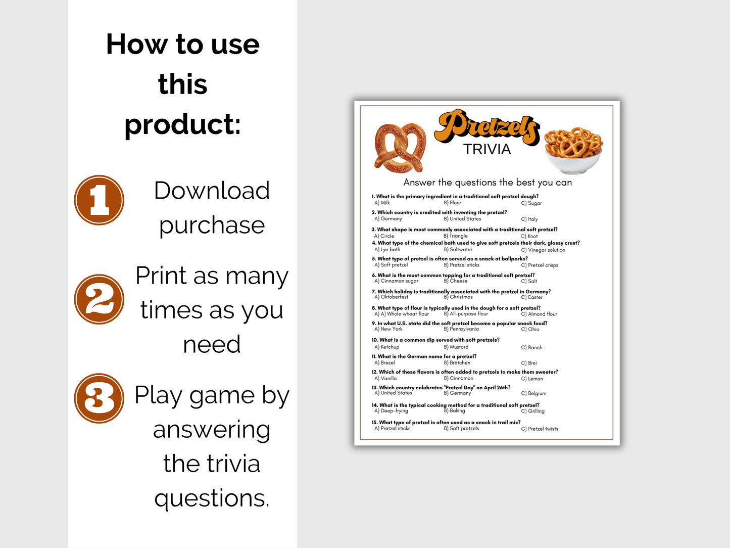 Pretzel Trivia Game
