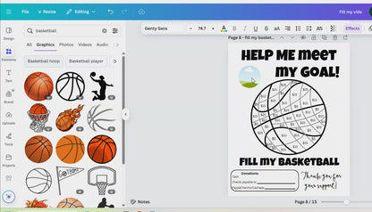 Editable Fill My Basketball Fundraiser Template