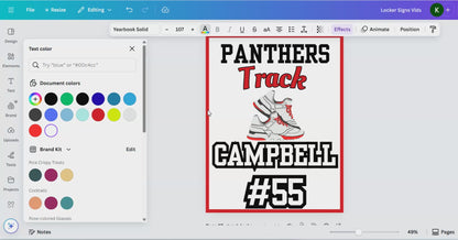 Editable Track and Field Locker Sign Template