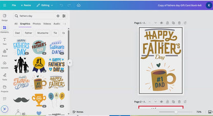 Fathers Day Gift Card Book Editable or Printable