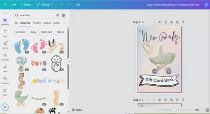New Baby Gift Card Book Editable or Printable