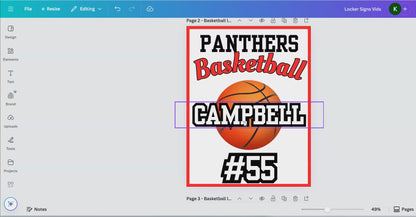 Editable Basketball Locker Sign Template