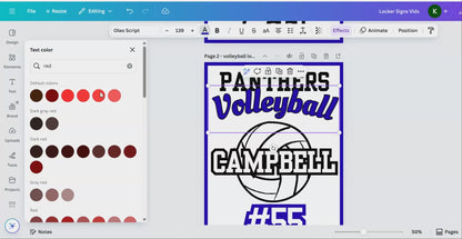Editable Volleyball Locker Sign Template