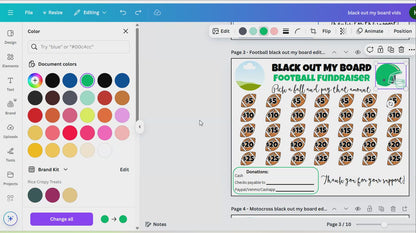 Editable Football Black Out My Board Fundraiser
