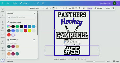 Editable Hockey Locker Sign Template