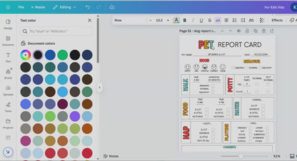 EDITABLE Pet Report Card