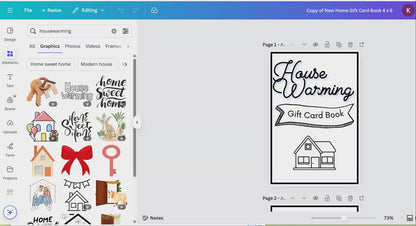 New Home Gift Card Book Editable or Printable