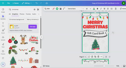 Christmas Gift Card Book (Editable)