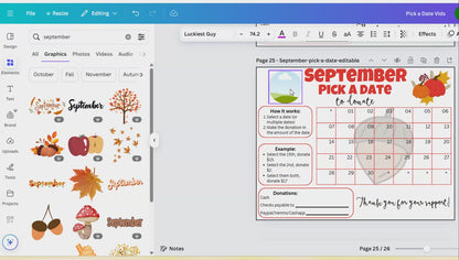 Editable September Pick A Date