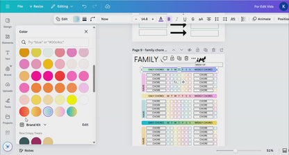 Editable Family Chore Chart