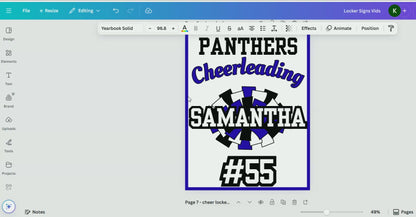 Editable Cheer Locker Sign Template