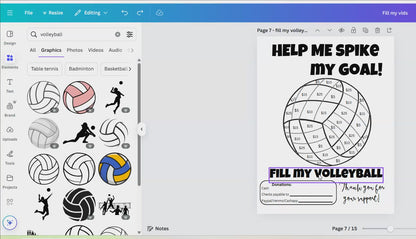 Editable Fill My Volleyball Fundraiser Template