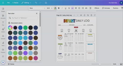 Editable Baby Daily Log Tracker