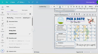 Editable Wrestling Pick A Date