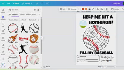 Editable Fill My Baseball Fundraiser Template