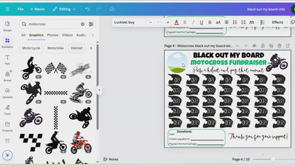 Editable Motocross Black Out My Board Fundraiser