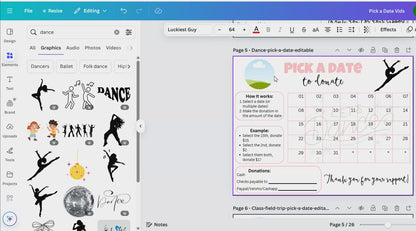 Editable Dance Pick A Date