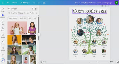 Editable Family Tree Template with Pictures