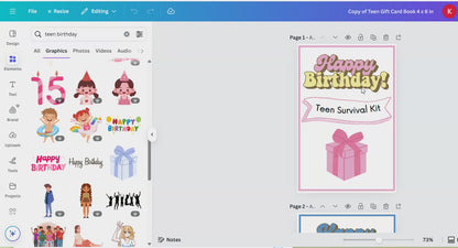 Teen Birthday Gift Card Book Editable + Printable