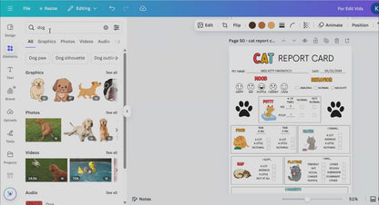 EDITABLE Cat Report Card