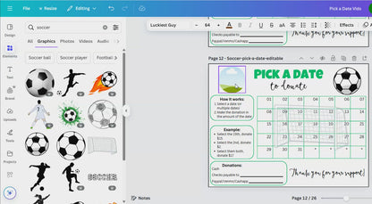 Editable Soccer Pick A Date