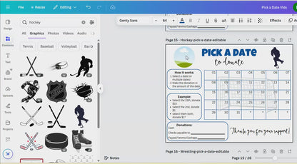 Editable Hockey Pick A Date