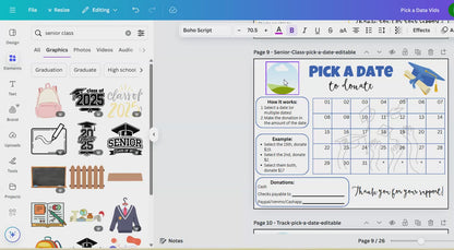 Editable Senior Class Pick A Date