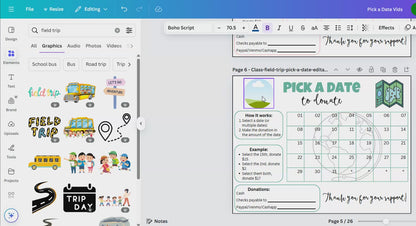 Editable Class Field Trip Pick A Date