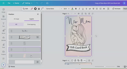 New Mom Gift Card Book Editable or Printable