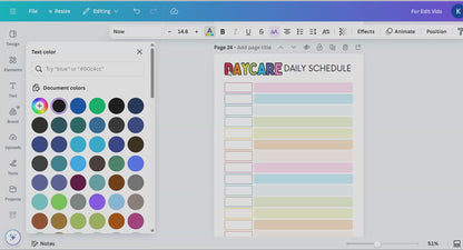 Editable Home Daycare Daily Schedule